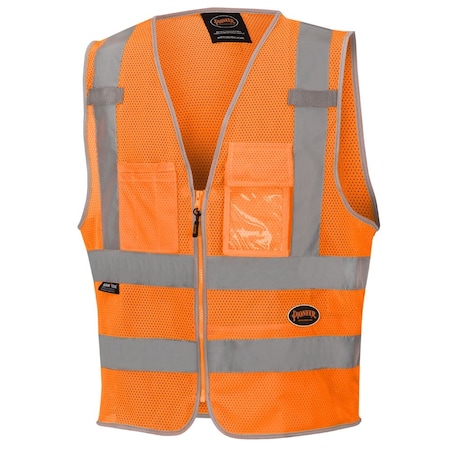 Pioneer Mesh Safety Vest, Orange, Large, 2 Stripe V1025250U-L